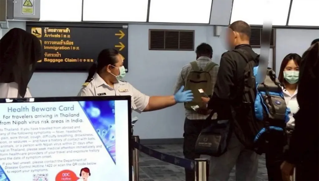 Thailand's Department of Disease Control screening travelers for Nipah virus.