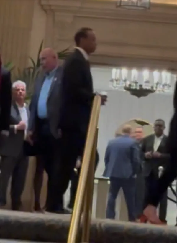 Tiger Woods at his 50th birthday party at the Breakers hotel in Palm Beach.