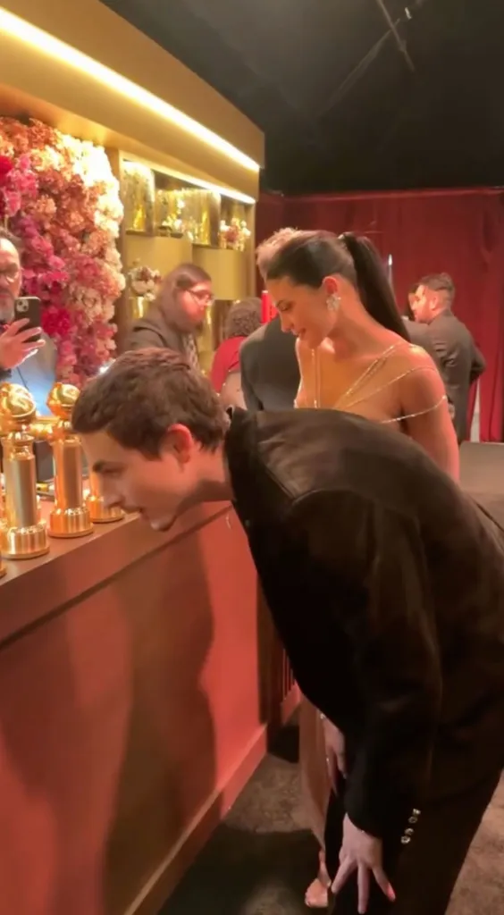 Timothée Chalamet and Kylie Jenner at the Golden Globes.