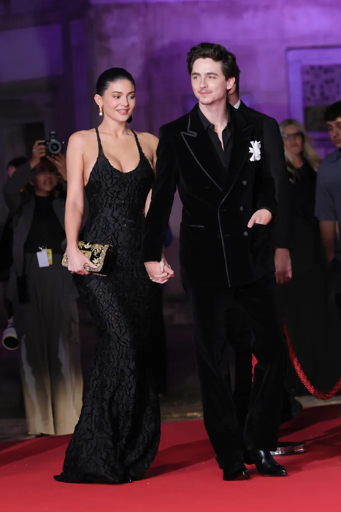 Kylie Jenner and Timothée Chalamet on the red carpet at the 70th David Di Donatello awards.