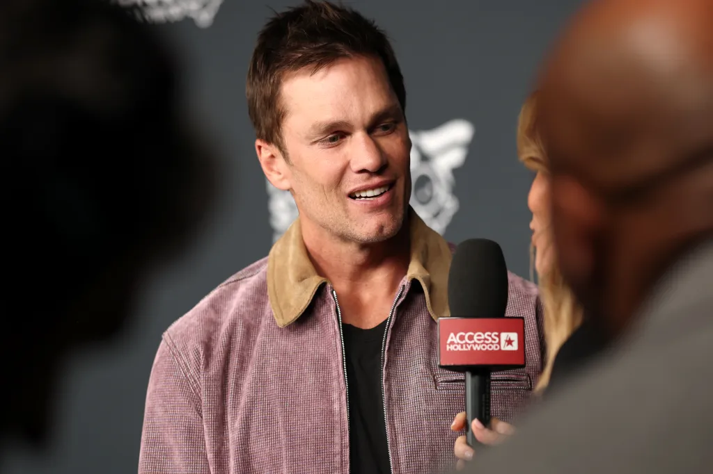 Tom Brady being interviewed by Access Hollywood at the Fanatics Studios launch.