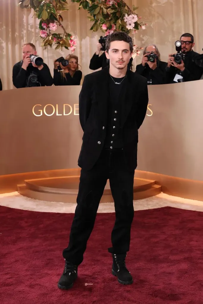 Timothée Chalamet wears custom Chrome Hearts. Source: Getty