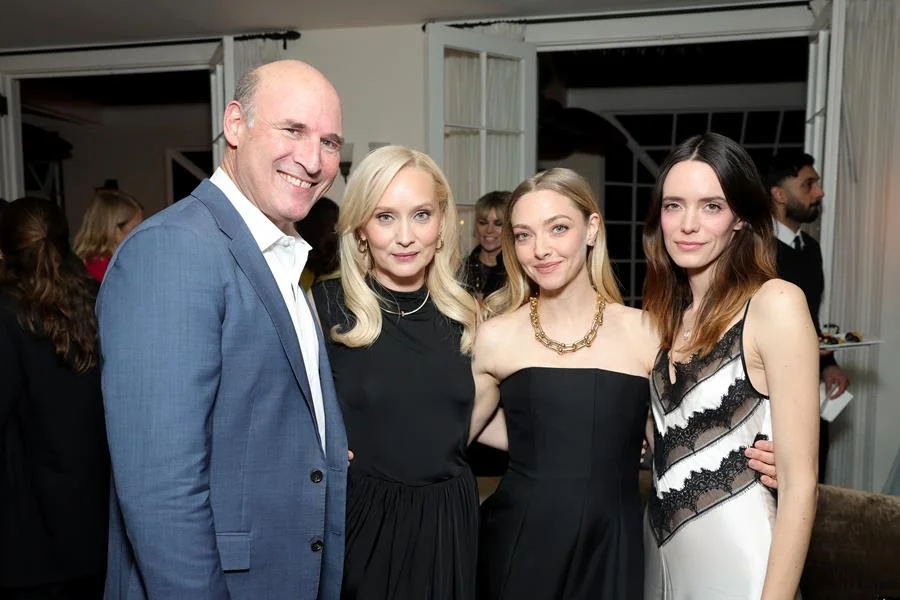 Matthew Greenfield, Mona Fastvold, Amanda Seyfried and Stacy Martin attend Tiffany & Co. Celebrate Amanda Seyfried’s Golden Globe Nomination for The Testament of Ann Lee at Chateau Marmont on Jan. 9, 2026 in Los Angeles, California. Source: Getty