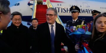 British leader’s trip to China is a balancing act between trade, national security and Trump