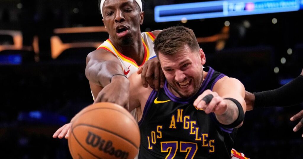 Luka Doncic plays and scores 27 points as the Lakers rout the Hawks