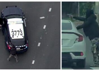 Man struck by police car amid gunfight on California street; officer injured, suspect dead