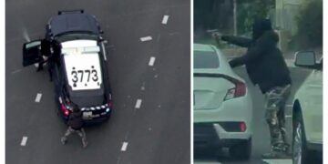 Man struck by police car amid gunfight on California street; officer injured, suspect dead