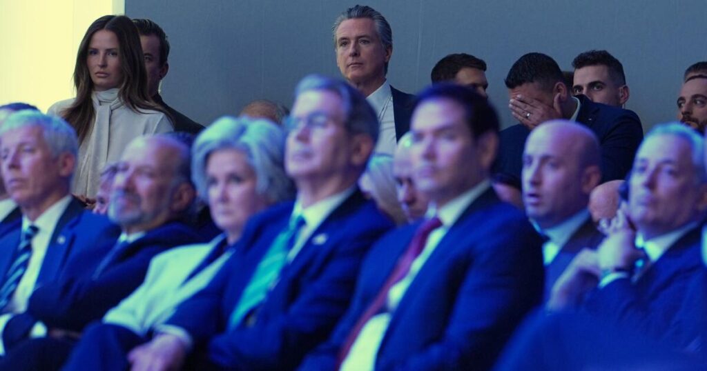 How’s Newsom doing at Davos? Just ask Trump