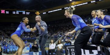Jordan Chiles records her first perfect 10 in vault, leads UCLA to win over Nebraska