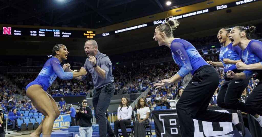 Jordan Chiles records her first perfect 10 in vault, leads UCLA to win over Nebraska