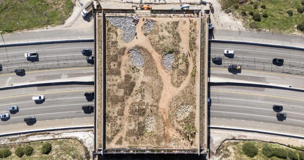 Despite appearances, the Wallis Annenberg Wildlife Crossing is on track for fall completion