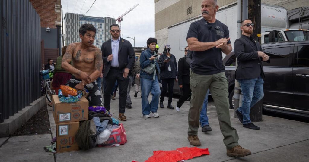 Homeless on L.A.’s Skid Row fault of Democrats, says GOP gubernatorial candidate Sheriff Chad Bianco