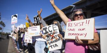 Thousands gather statewide in anti-ICE protests, including hundreds in Huntington Beach