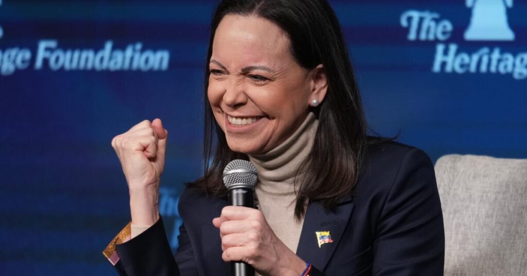 Venezuelan opposition leader is confident about return of democracy but says little of her plans