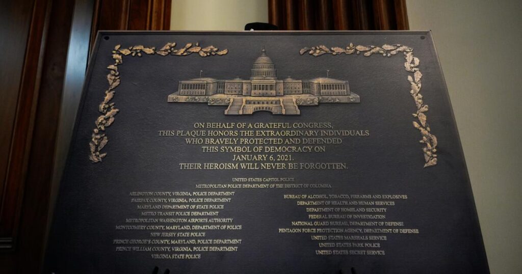 This Jan. 6 plaque was made to honor law enforcement. It’s nowhere to be found at the Capitol