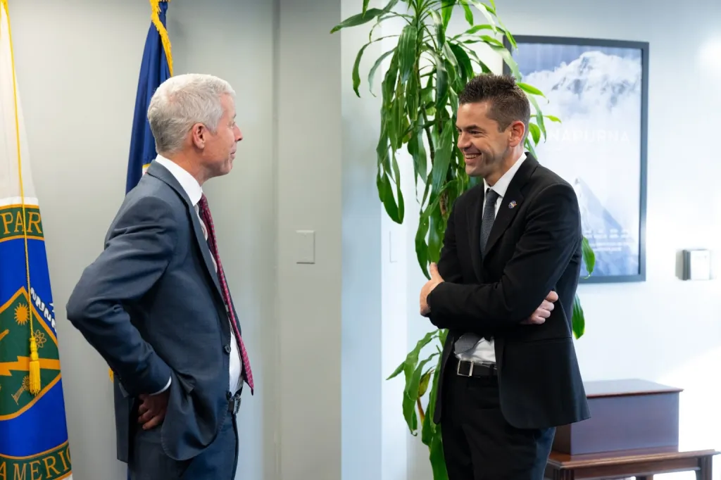 US Secretary of Energy Chris Wright and NASA Administrator Jared Isaacman meet at the Department of Energy headquarters.