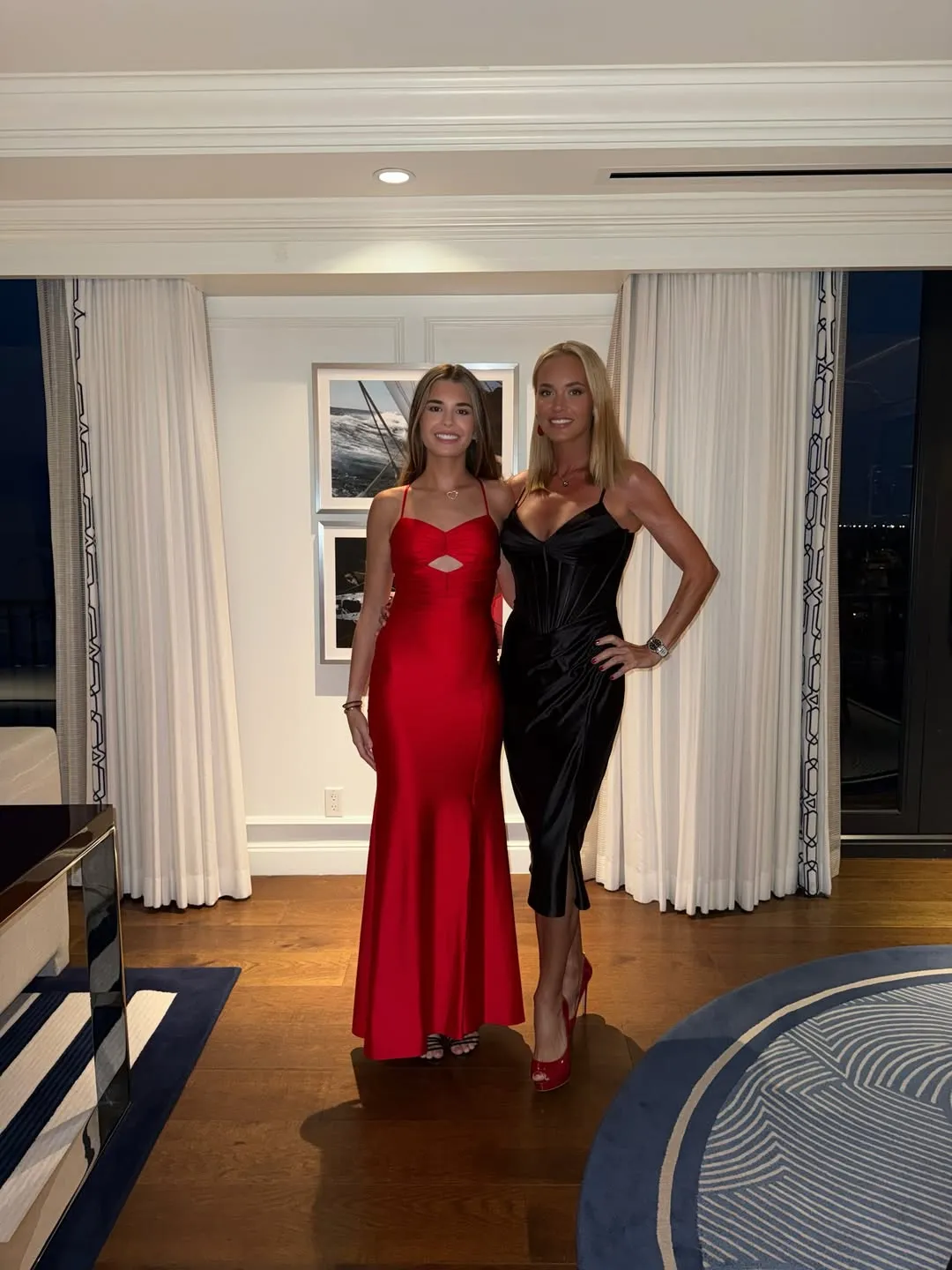 Vanessa Trump and Kai Trump posing in evening gowns.