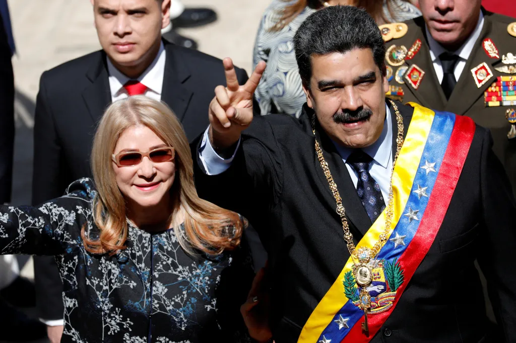 Venezuela's President Nicolas Maduro with his wife Cilia Flores.