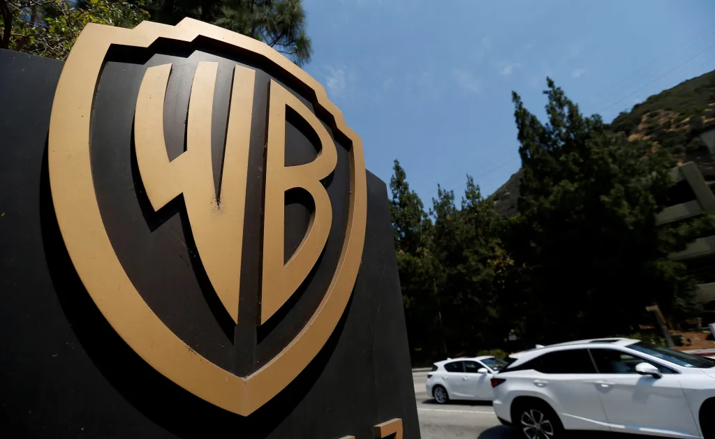 Warner Bros. Entertainment Inc. logo at one of the studio's gates.