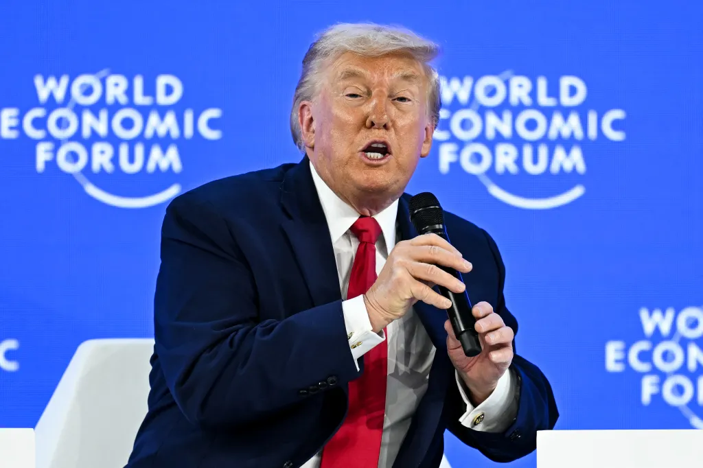 Donald Trump speaking at the World Economic Forum.