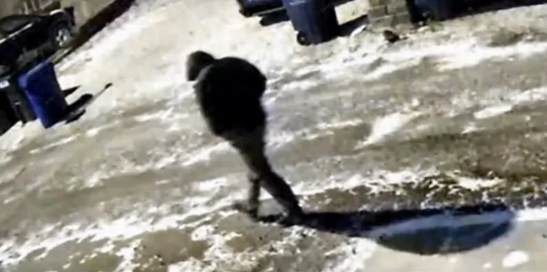 Eerie surveillance footage released by authorities showed a “person of interest” walking down an alley near the couple’s home in the early hours on the day of the deadly shooting.