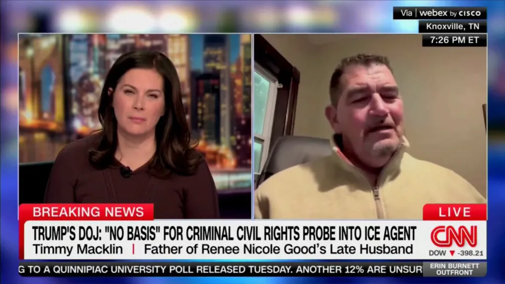 Renee Good's former father-in-law, Timmy Macklin, said that he doesn’t blame US Immigration and Customs Enforcement (ICE) for her fatal shooting that happened in Minneapolis last week.