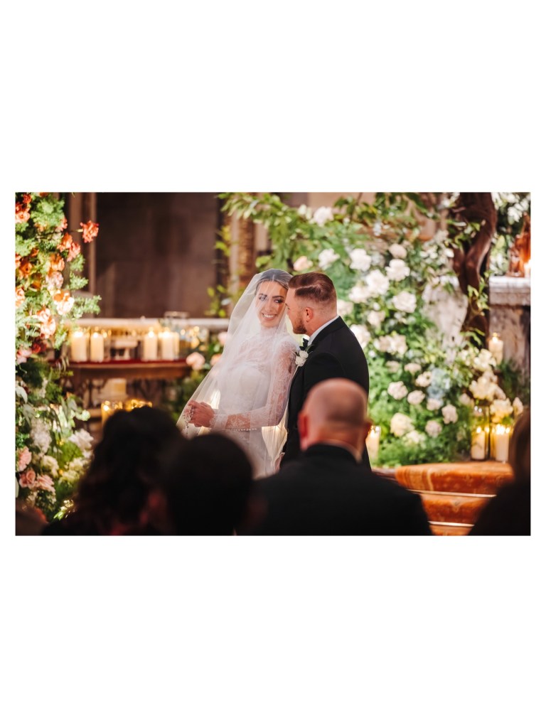 Samantha and Zach Bryan during their wedding ceremony.