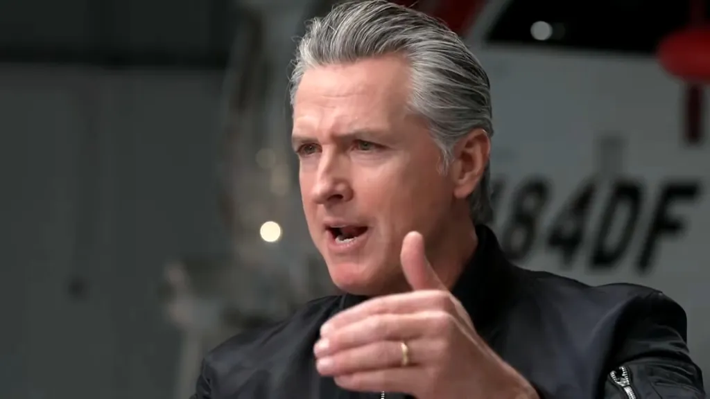 California Governor Gavin Newsom speaking during an interview.
