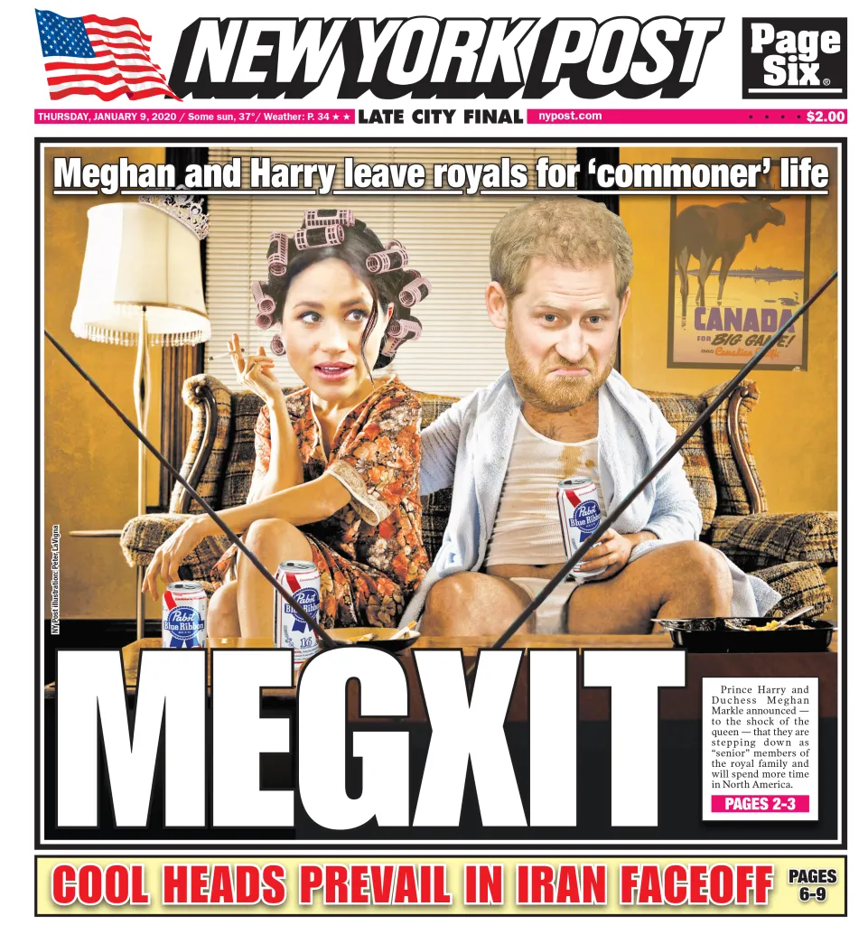 Illustration of Meghan Markle and Prince Harry as