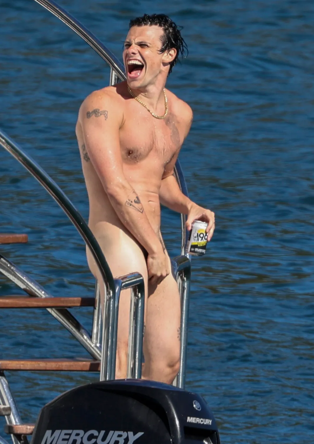 Yungblud on a yacht in Sydney.