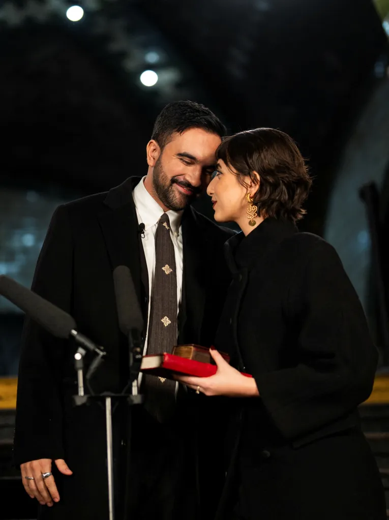 Zohran Mamdani, alongside his wife Rama Duwaji