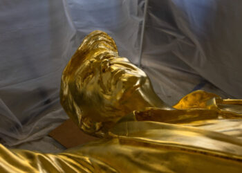 ‘Don Colossus,’ a Golden Statue of President Trump, Waits for Its Home