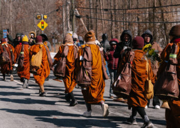 Monks Walk Across a Weary Country, Drawing Crowds With Words of Peace