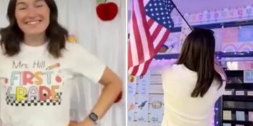 First grade teacher posts video of herself flipping US flag upside down, posting ‘Abolish ICE’ in class