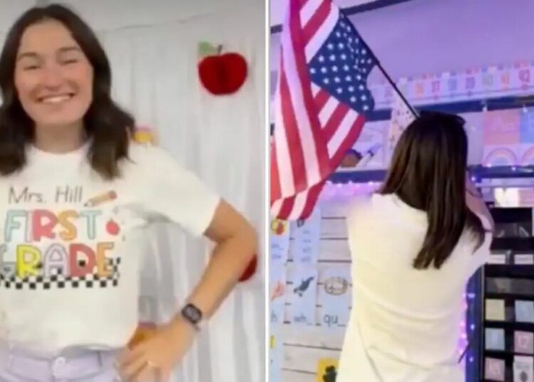 First grade teacher posts video of herself flipping US flag upside down, posting ‘Abolish ICE’ in class