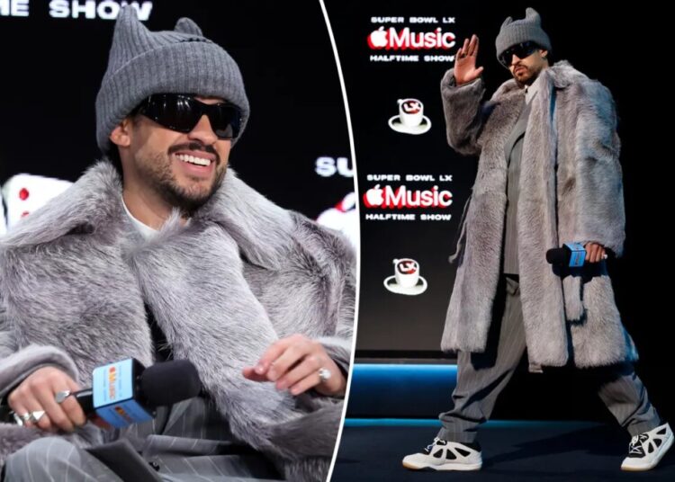 Bad Bunny gets emotional during Super Bowl halftime show presser