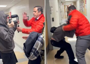 Ohio State professor Luke Perez suspended after allegedly attacking cameraman who was trying to interview ex-university president