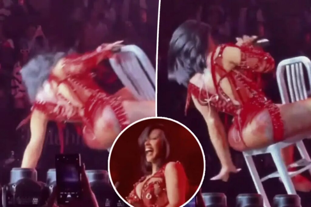 Cardi B suffers gnarly fall off chair during ‘Little Miss Drama’ tour