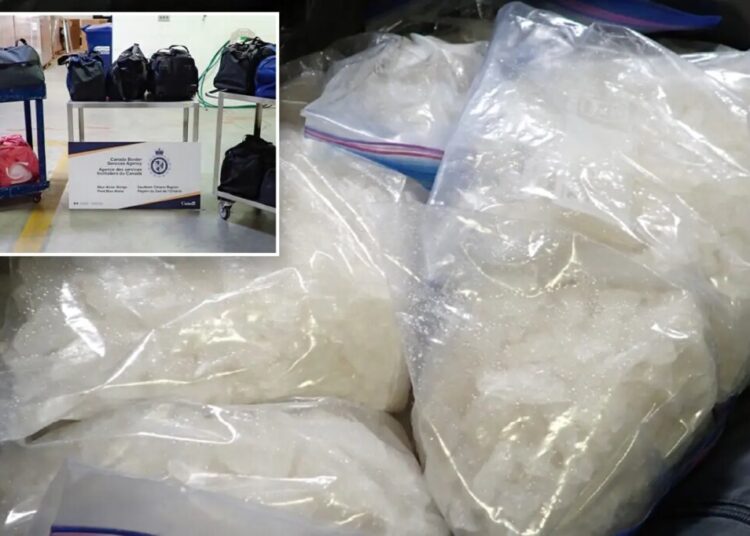 Canadian officials seize nearly 600 pounds of suspected methamphetamine at US border