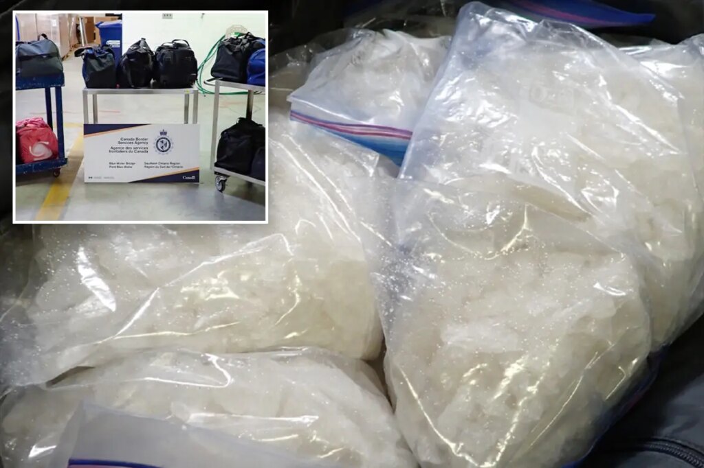 Canadian officials seize nearly 600 pounds of suspected methamphetamine at US border