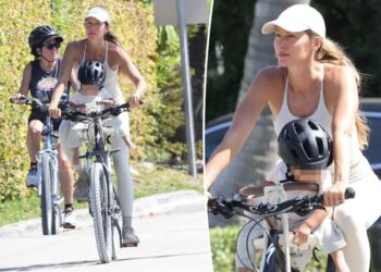 Gisele Bundchen enjoys afternoon bike ride with baby son in Miami