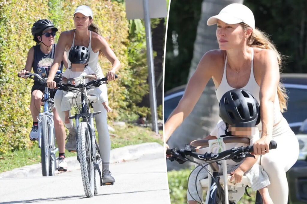 Gisele Bundchen enjoys afternoon bike ride with baby son in Miami