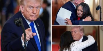 Hugs and tears at ‘Angel Family’ ceremony as Trump pays tribute to victims of migrant crime