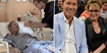 Sarah Palin feeds boyfriend Ron Duguay in hospital bed as he continues to fight cancer