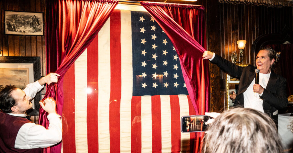 Abe Lincoln Fans Gather for Mutton Hunks and a Vintage American Flag