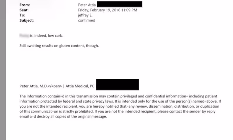 Peter Attia's email to Epstein.