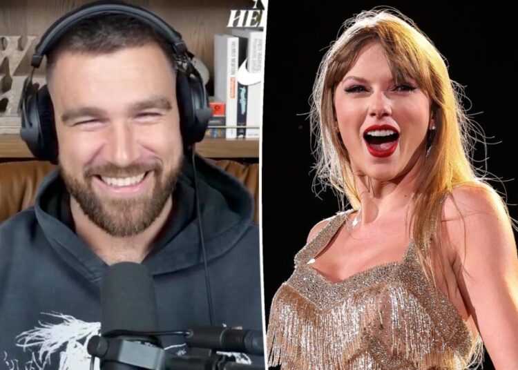 Travis Kelce makes cheeky reference to raunchy Taylor Swift lyric in Valentine’s Day card for podcast