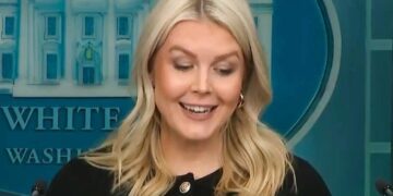 Karoline Leavitt can’t keep straight face while delivering ‘obviously true’ claims