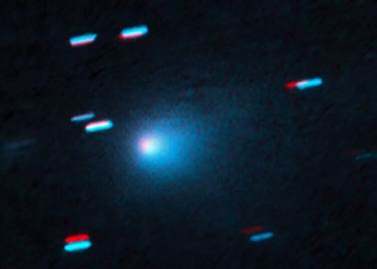 3I/ATLAS Spraying Material as It Exits the Solar System