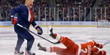 Trump shares bizarre AI video of himself besting Canada’s hockey team after Team USA win